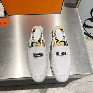 0Z Mule White Calfskin With Black Pattern