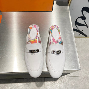 0Z Mule White Calfskin With Pattern