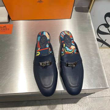 0Z Mule Indigo Calfskin With Pattern