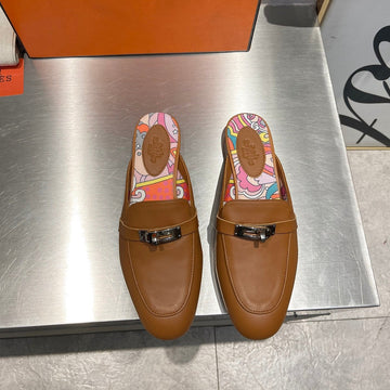 0Z Mule Caramel Calfskin With Pattern