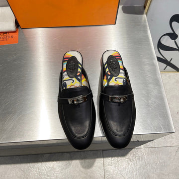 0Z Mule Black Calfskin With Pattern