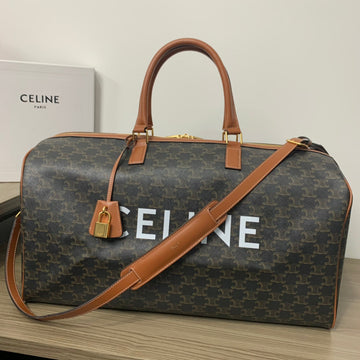 Travel Bag 50 In Black Triomphe Canvas With Celine Print