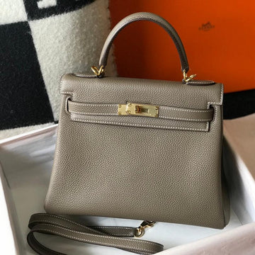 HM Kelly 25CM Etain Togo Gold Hardware