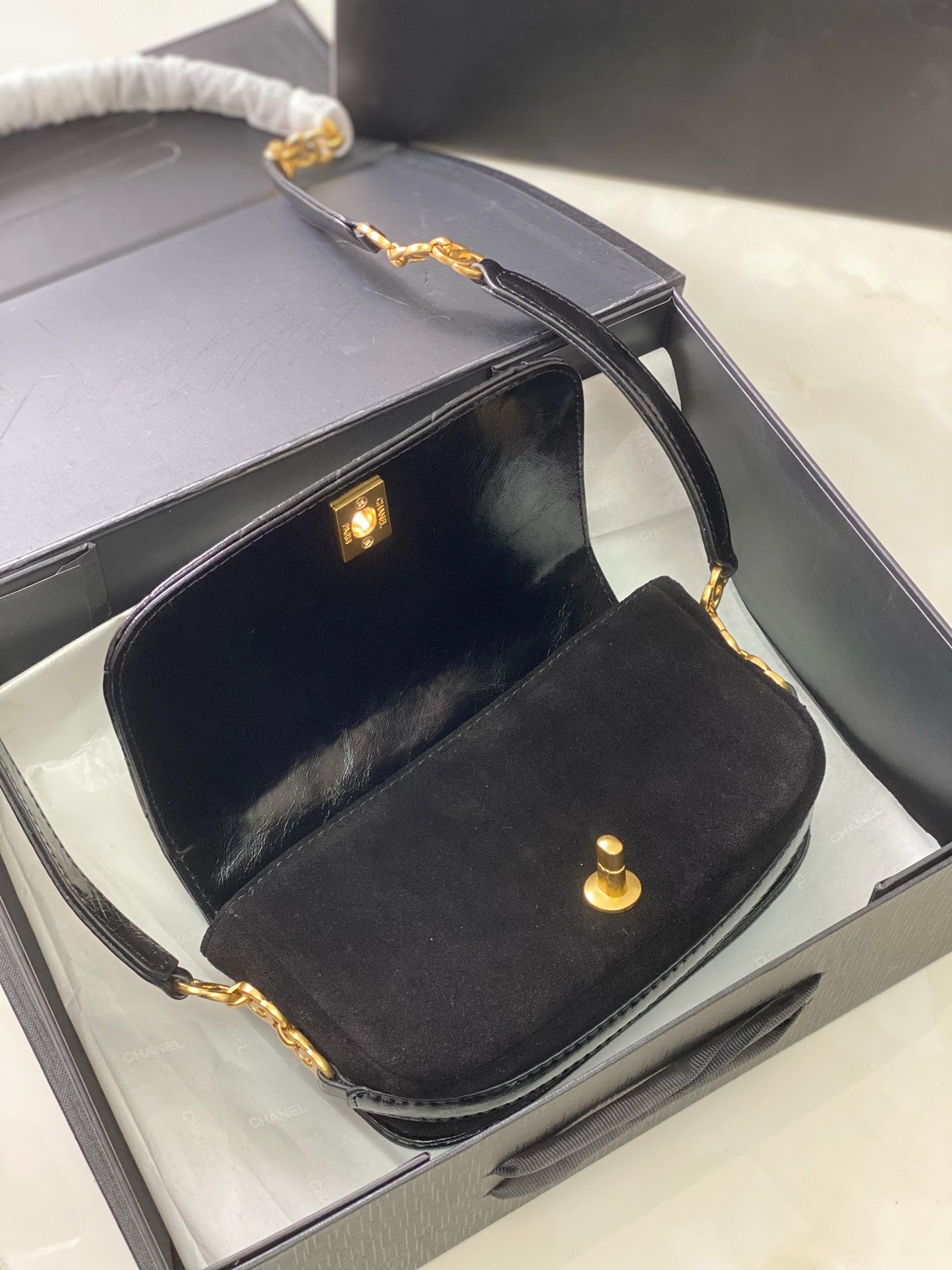 CC MINI 22 FLAP BAG IN BLACK CALFSKIN GOLD HARDWARE Bags Bible