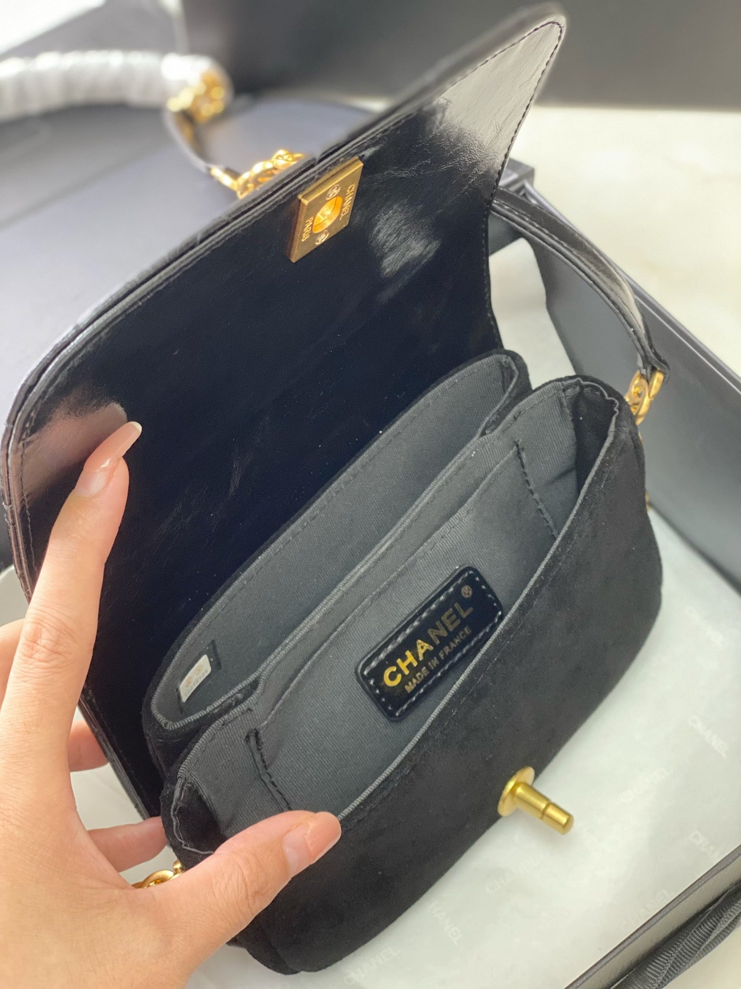 CC MINI 22 FLAP BAG IN BLACK CALFSKIN GOLD HARDWARE Bags Bible