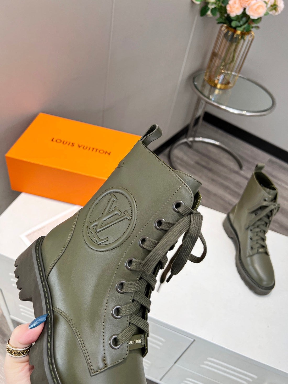LV Rangers Boots 30MM Khaki Green Calfskin