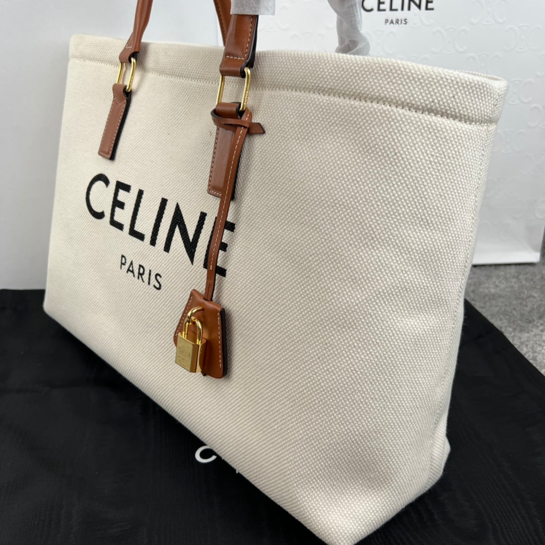 Cabas 44 Printed Canvas White Tote