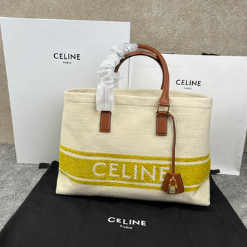 Cabas 44 Printed Canvas White Yellow Tote