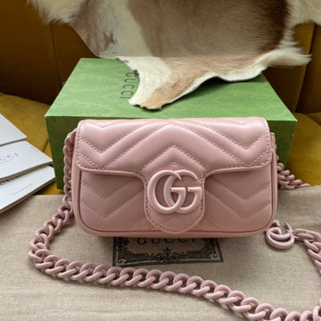 Marmont Mini Handbag 16 In Light Pink Calfskin