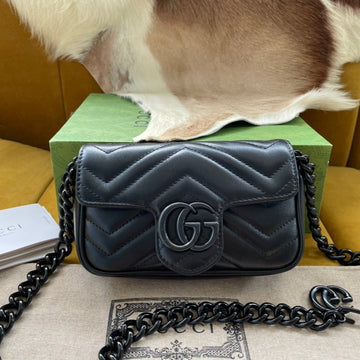 Marmont Mini Handbag 16 In Black Calfskin