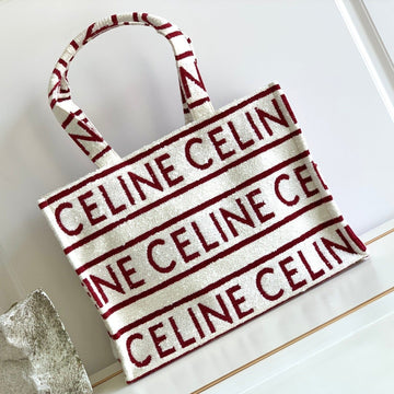 Letter Tote Bag 41 Fabric White Red