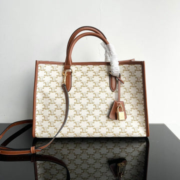 Triphome Cabas 35 White Cream Calfskin Tote