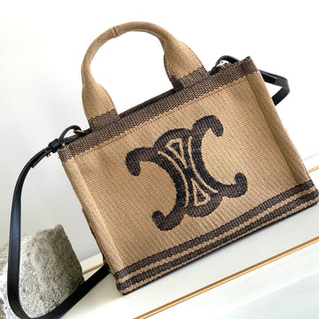 Small Cabas Thais 27CM Bown Black Fabric Triomphe Embroidery