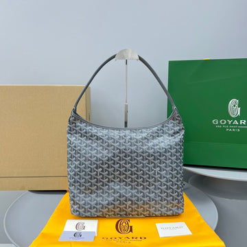 Hobo Bohème 34 In Grey Goyardine Canvas And Calfskin