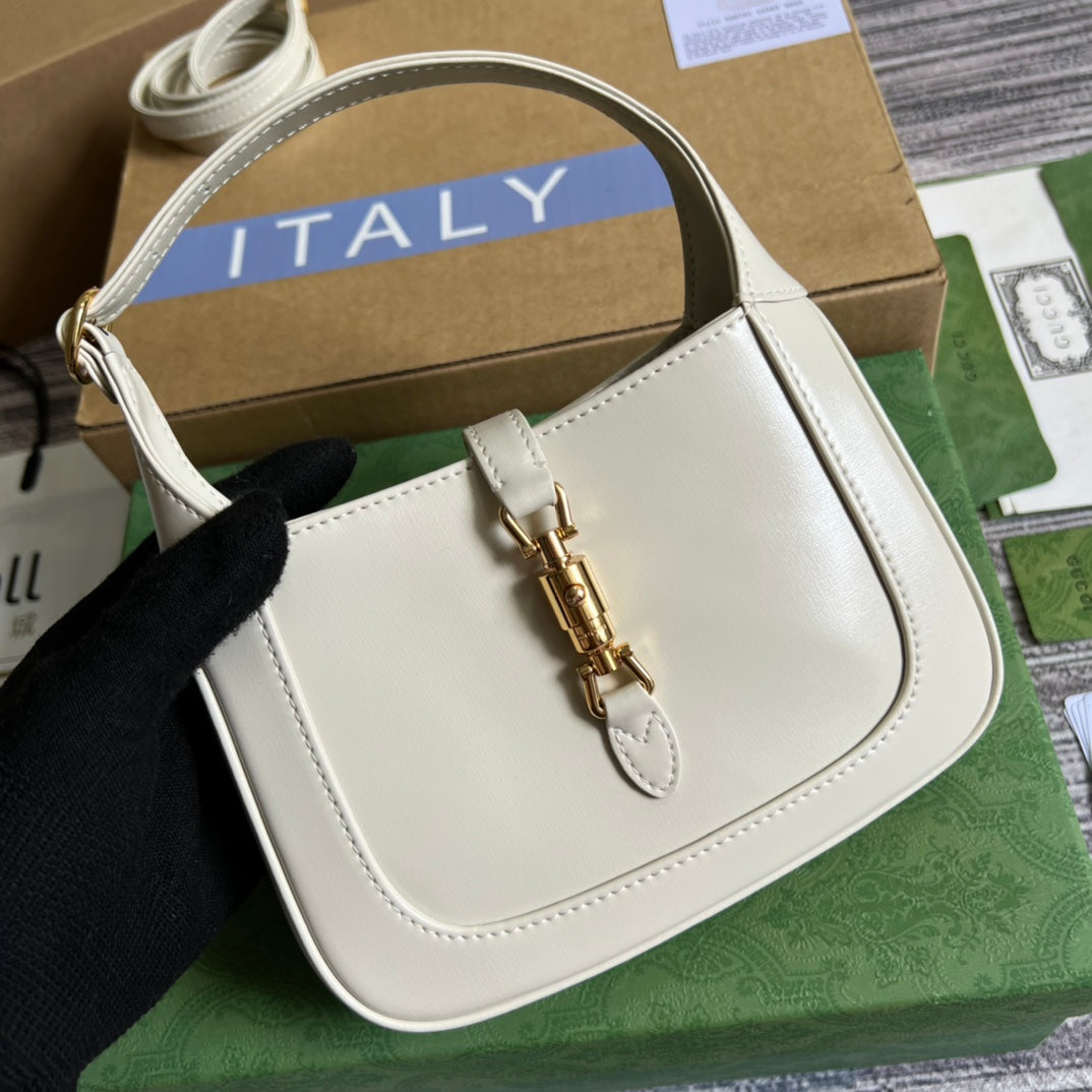 GG Jackie Mini 19 Shoulder Bag In White Calfskin
