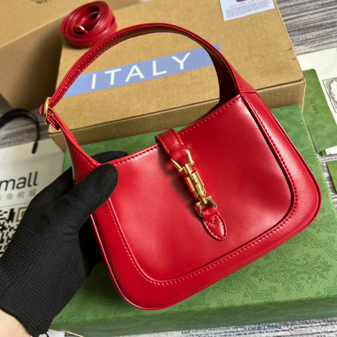 GG Jackie Mini 19 Shoulder Bag In Cherry Red Calfskin