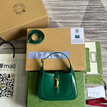 GG Jackie Mini 19 Shoulder Bag In Green Forest Calfskin