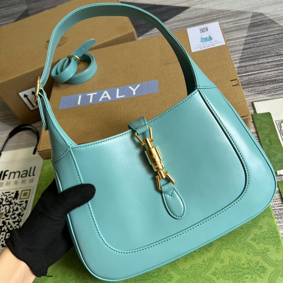 GG Jackie Small 28 Shoulder Bag In Blue Pastel Calfskin