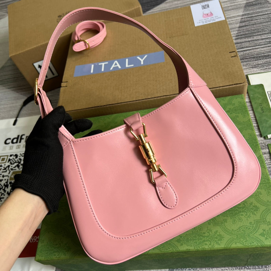 GG Jackie Small 28 Shoulder Bag In Pink Pastel Calfskin