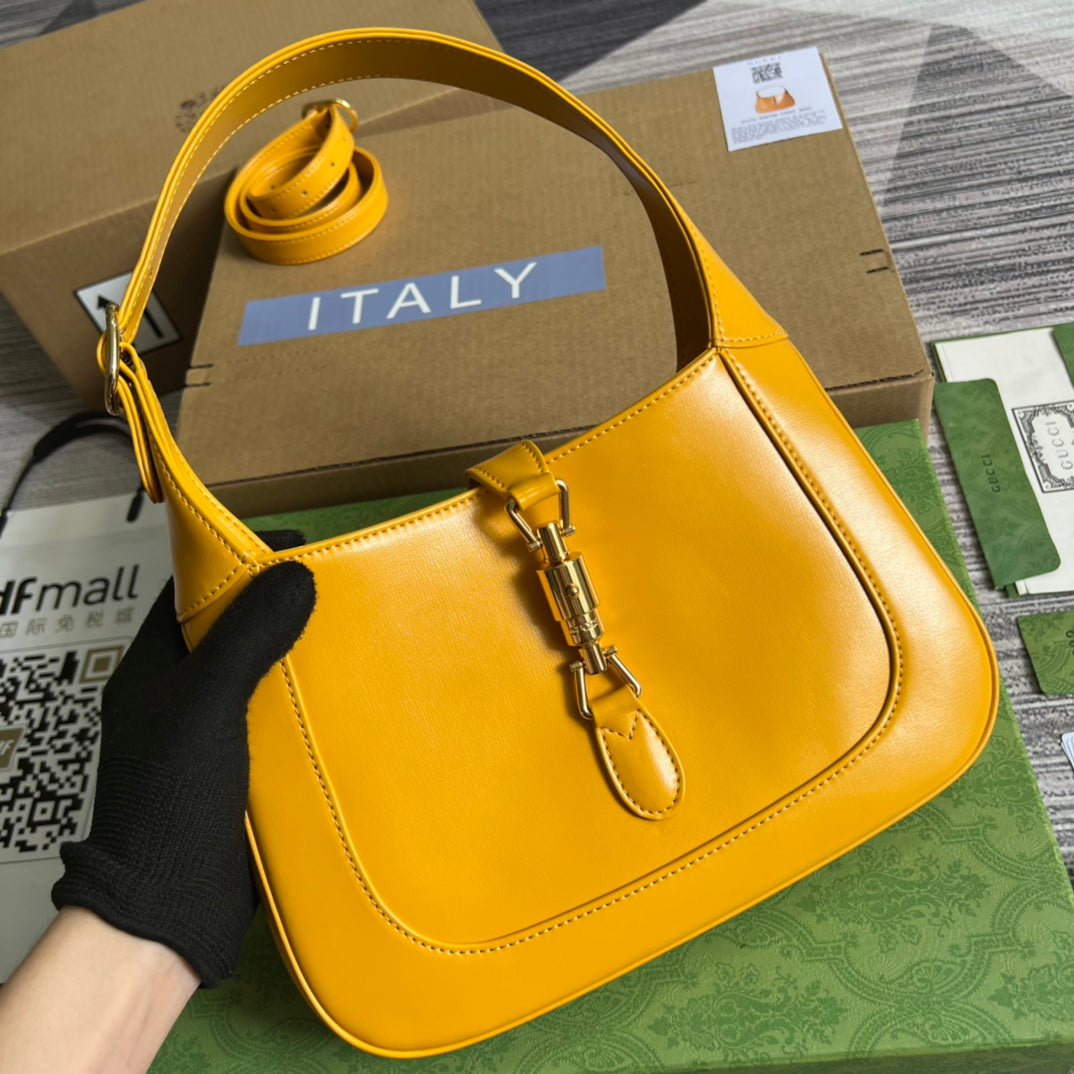 GG Jackie Small 28 Shoulder Bag In Yellow Calfskin