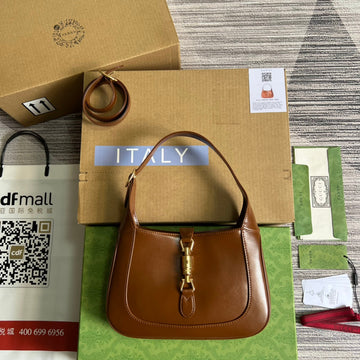 GG Jackie Small 28 Shoulder Bag In Cinnamon Brown Calfskin