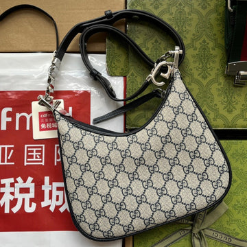Gucci Attache Bag 23 Black Beige Canvas 239982