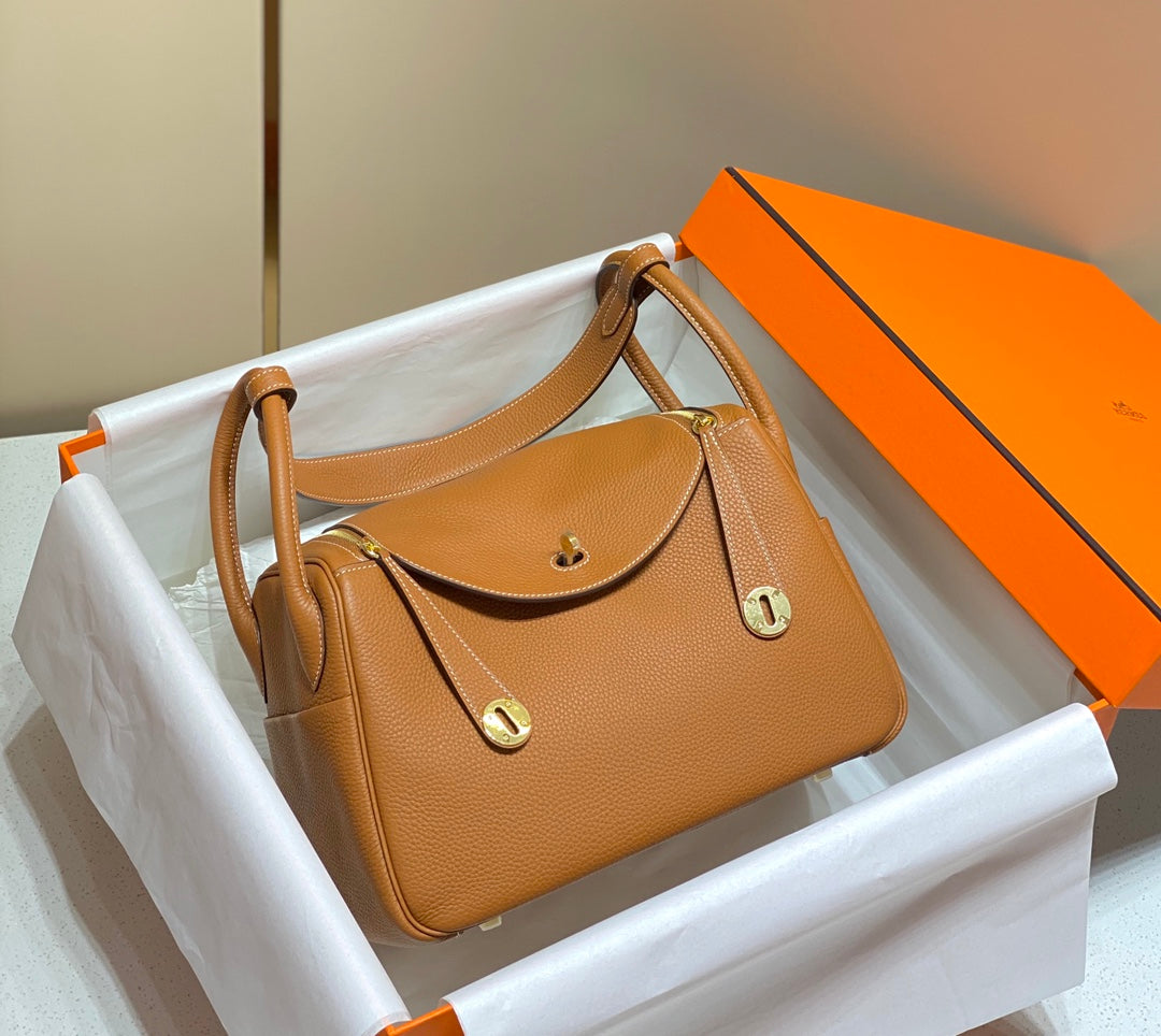 HM Lindy 26 Bag Orange Taurillon Clemence Leather