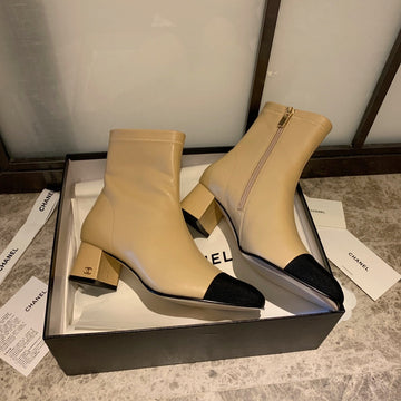 CC Ankle Boots 50MM Beige Lambskin And Lycra Fabric 940058