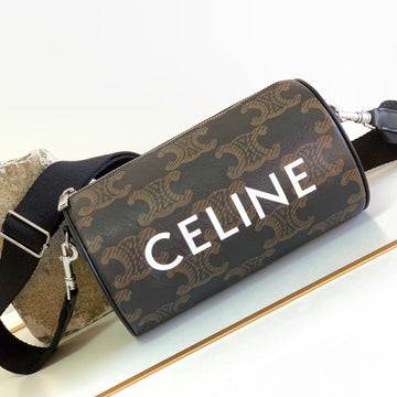 Cylindrical 22 Bag Black Brown Cowhide