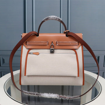 HM Herbag Zip 31 Cider And Creamy White Calfskin