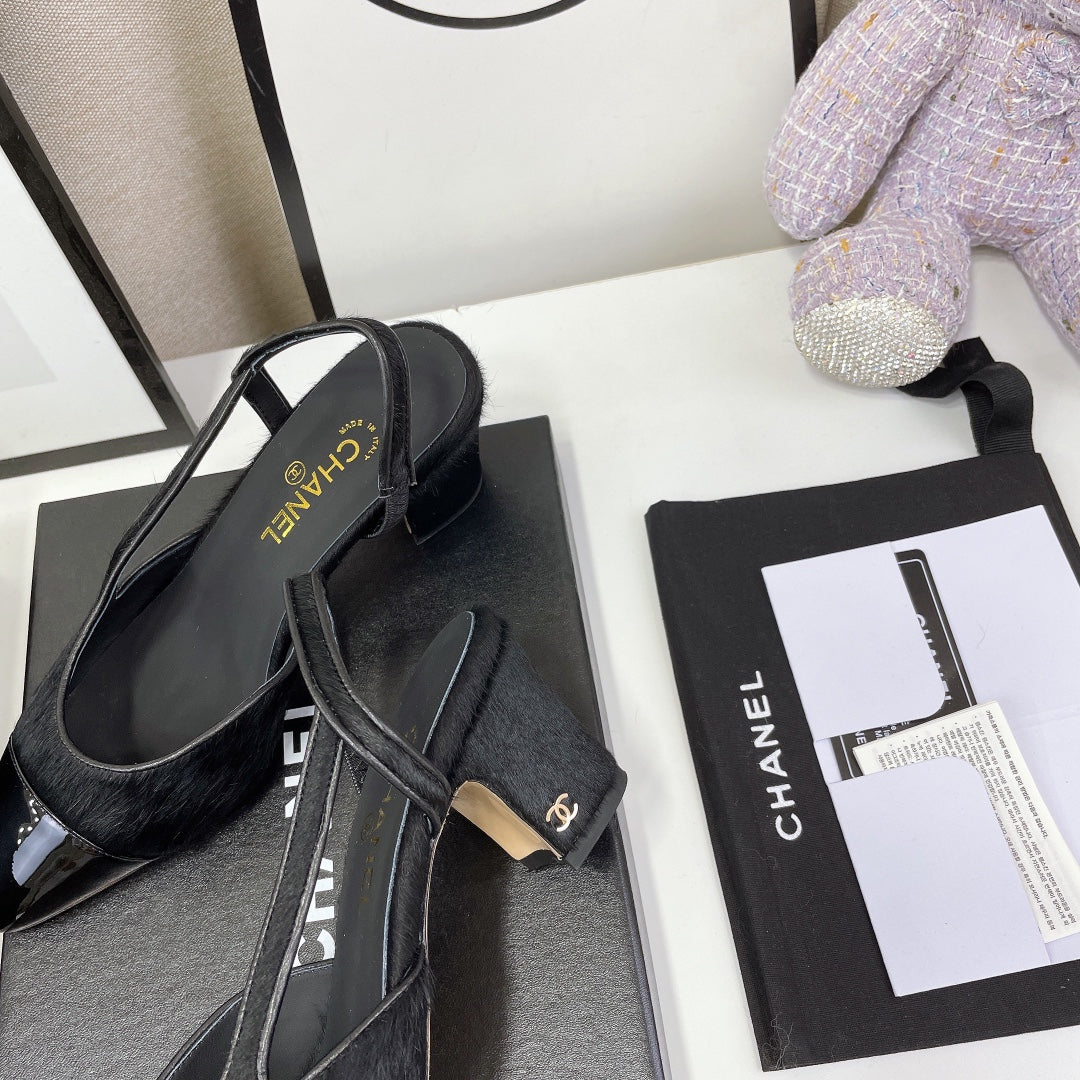 CC Slingback 60MM Black Lambskin And Horsehair