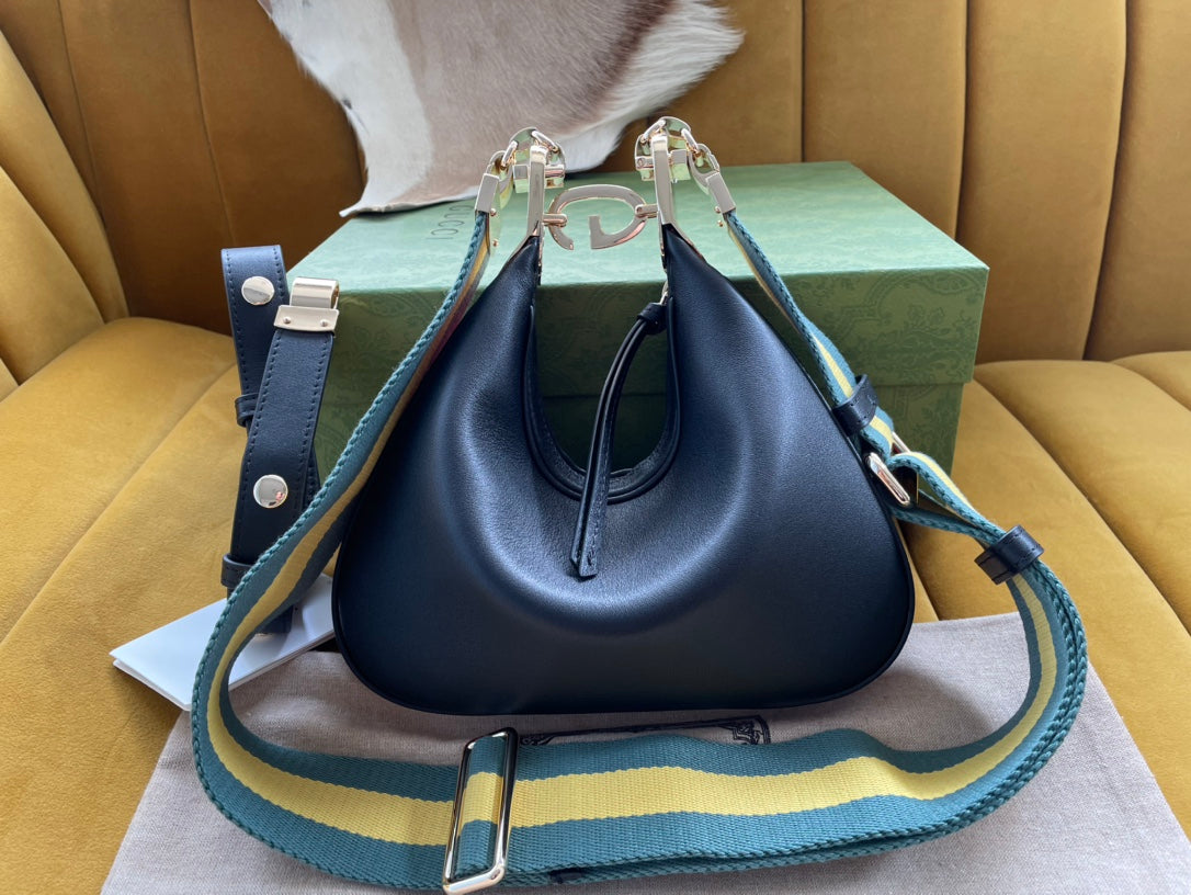 GG Attache 23 Small Shoulder Bag Black Calfskin