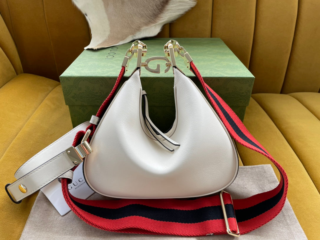 GG Attache 23 Small Shoulder Bag White Calfskin