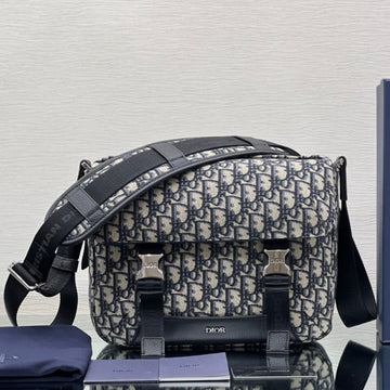 Medium 31 Bag With Strap In Beige And Black Oblique Jacquard And Calfskin