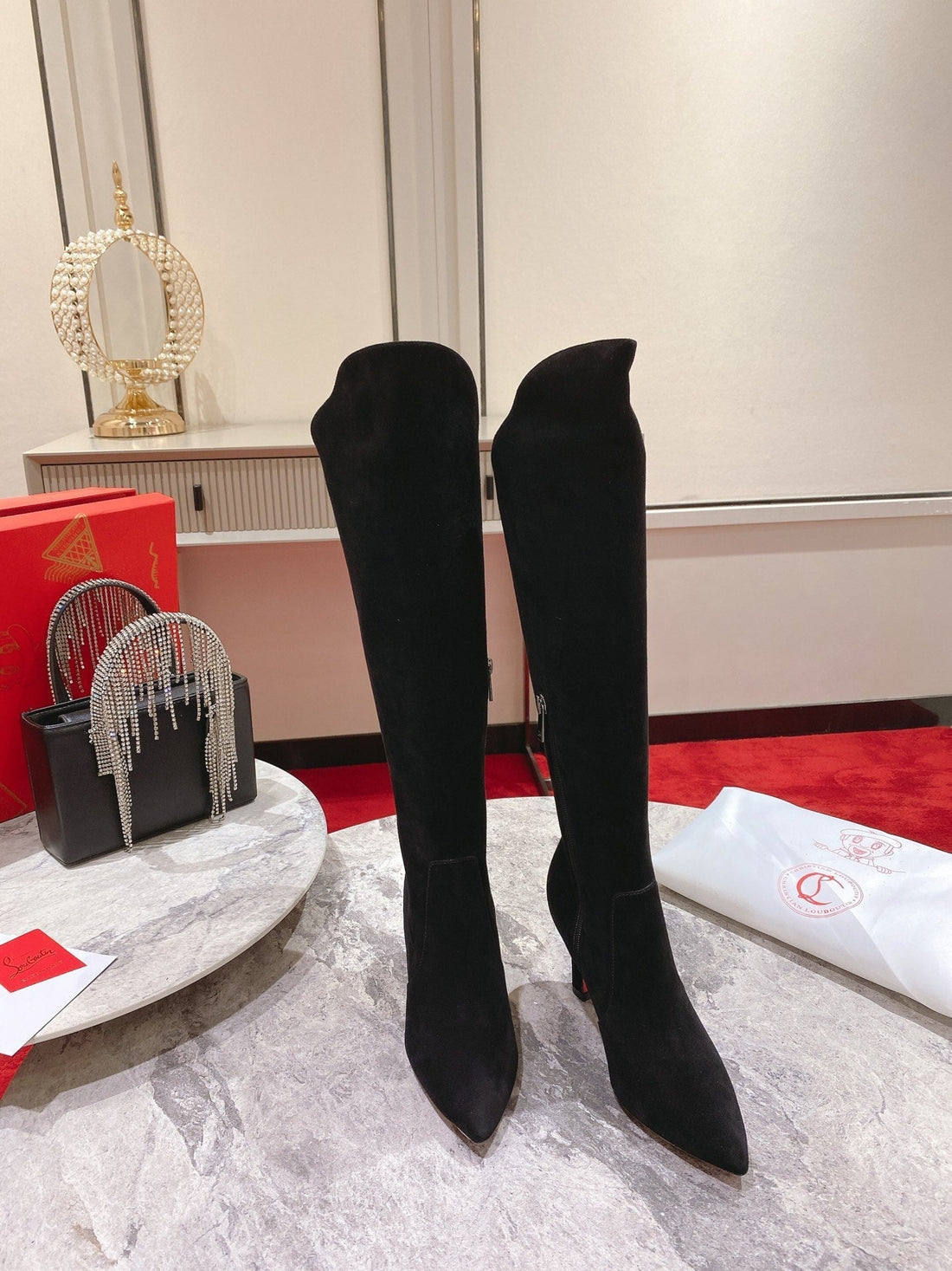 Cl Eleonor High Heel Boots 85MM Suede Black