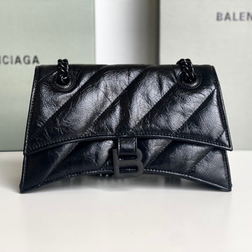 Crush Small Chain Bag 25 In Black Quilted Crushed Calfskin Black Hardware