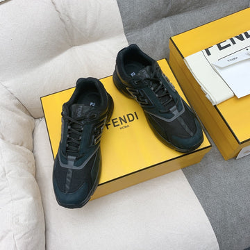 Fendi Faster Trainers In Black Suede And Breathable Mesh