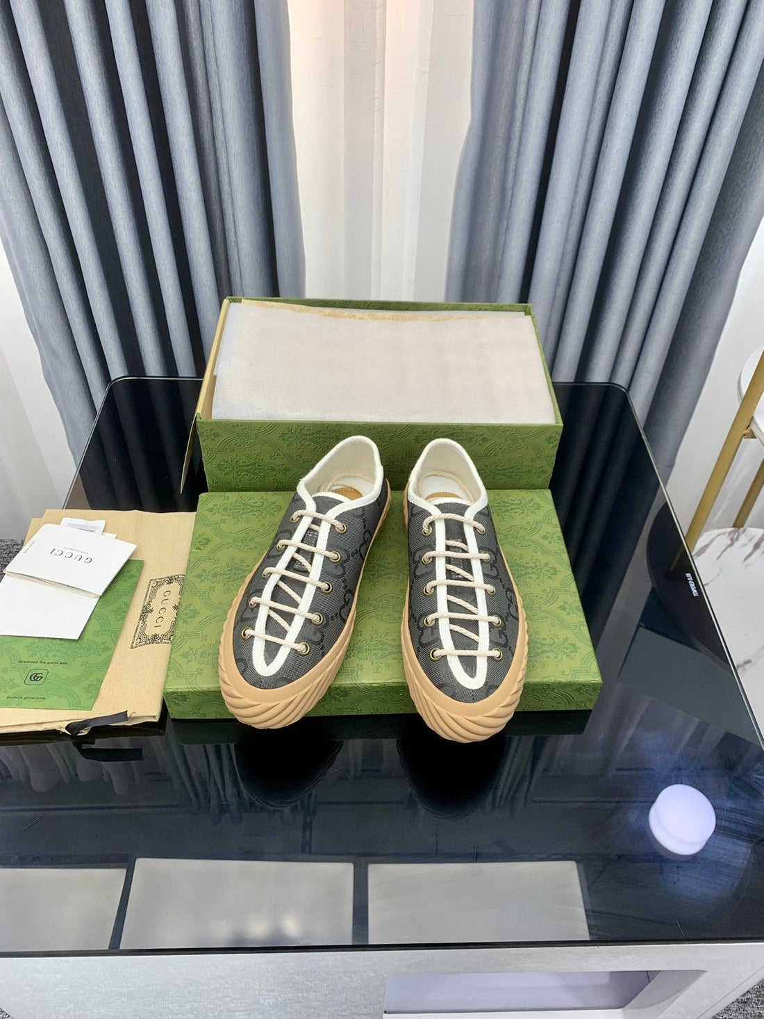 GG Unique Sneaker Thick-Sole Lead Canvas