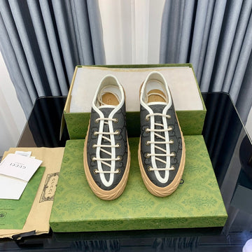 GG Unique Sneaker Thick-Sole Lead Canvas