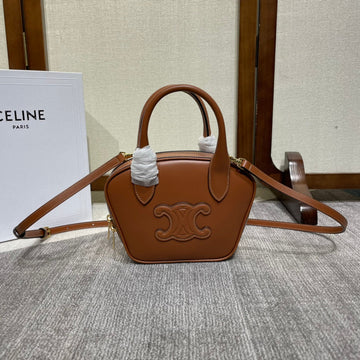 Triomphe Top Handle Bag 20 In Bronze Brown Calfskin