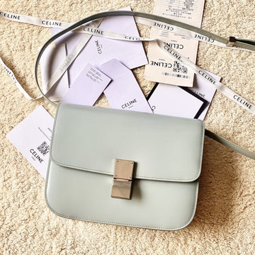 Celine Medium Classique Bag 24CM Light Green Calfskin