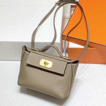 HM Mini 24 Sur 24 Bag 21CM Light Brown Swift Cowhide Gold Hardware 250250