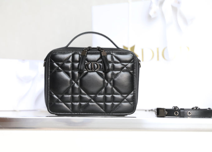 Caro Box Bag 19 In Black Calfskin