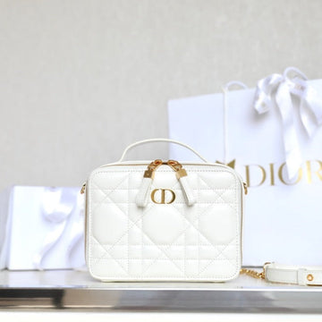 Caro Box Bag 19 In White Calfskin