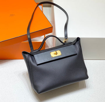 HM Kelly Handbag 29 Black Calfskin