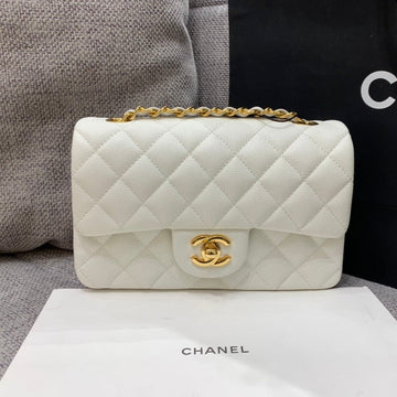 Flap Bag Mini 20CM White Caviar Gold Hardware