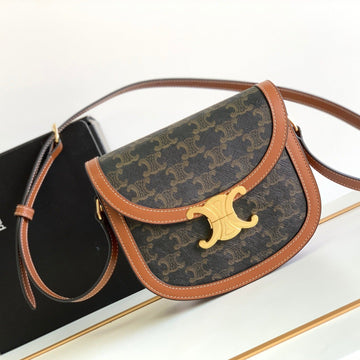 Teen Besace Triomphe Canvas 18.5 Tan Calfskin