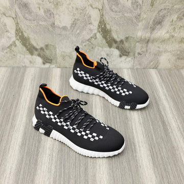 Hm Flex Slip-On Sneaker Black And White Woven Fabric