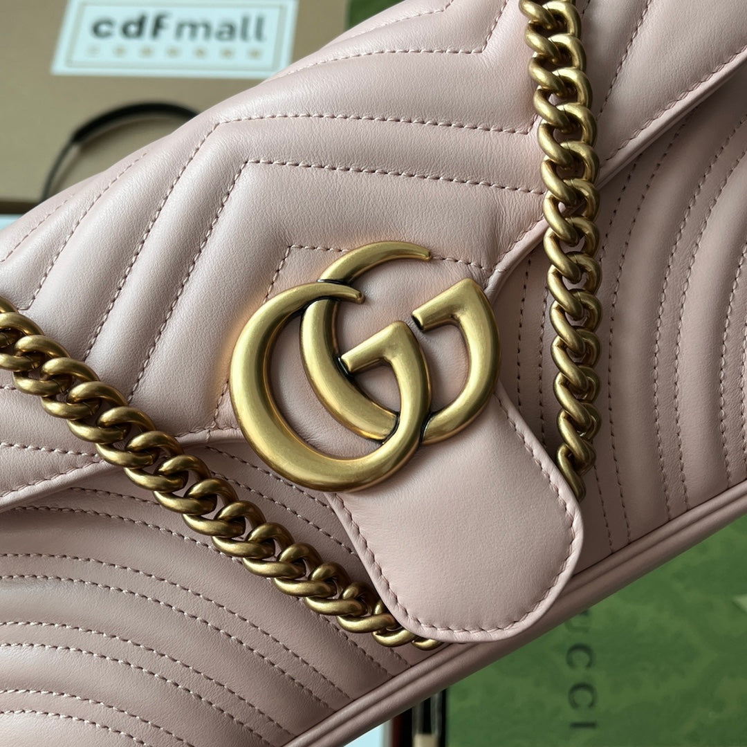 GG Marmont 26CM Nude Mattelasse Leather Gold Hardware