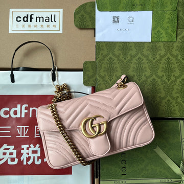 GG Marmont 26CM Nude Mattelasse Leather Gold Hardware